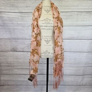 Dancing Gecko Exotic Hawaii Vintage Pink And Gold Floral Glitter Scarf / Sarong